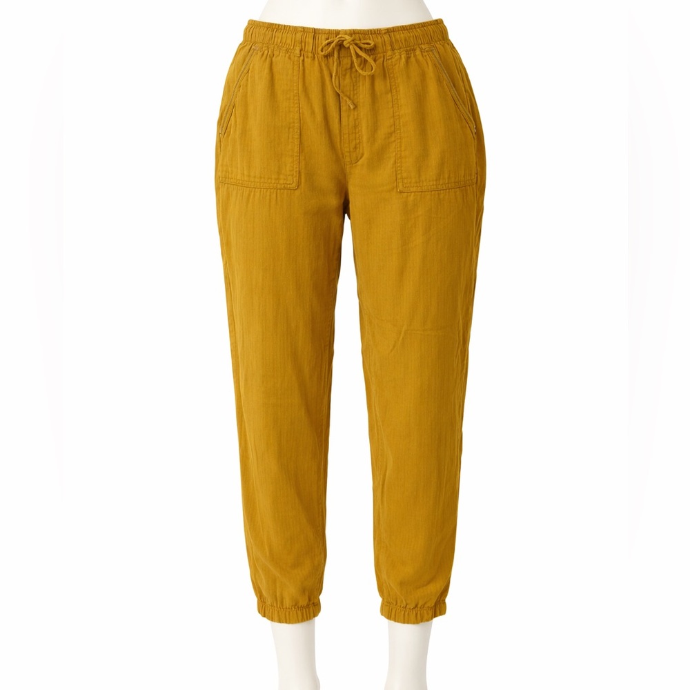 Old Navy Mustard Yellow Jogger Pants Elastic Waist Tie Front Lightweight Large